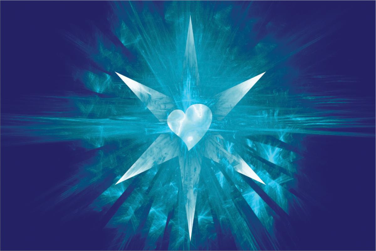 blue star with blue heart in middle